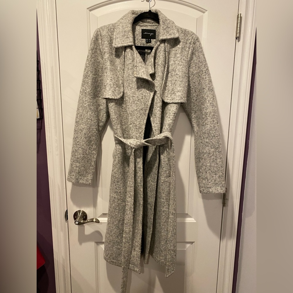 Grey coat.